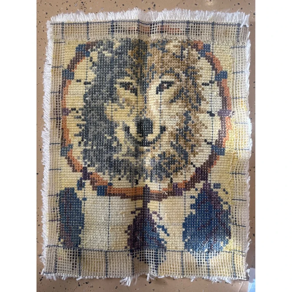Sundance Wolf Dreamcatcher Latch Hook Rug Finished Wall Hanging‎ 20x27 131930